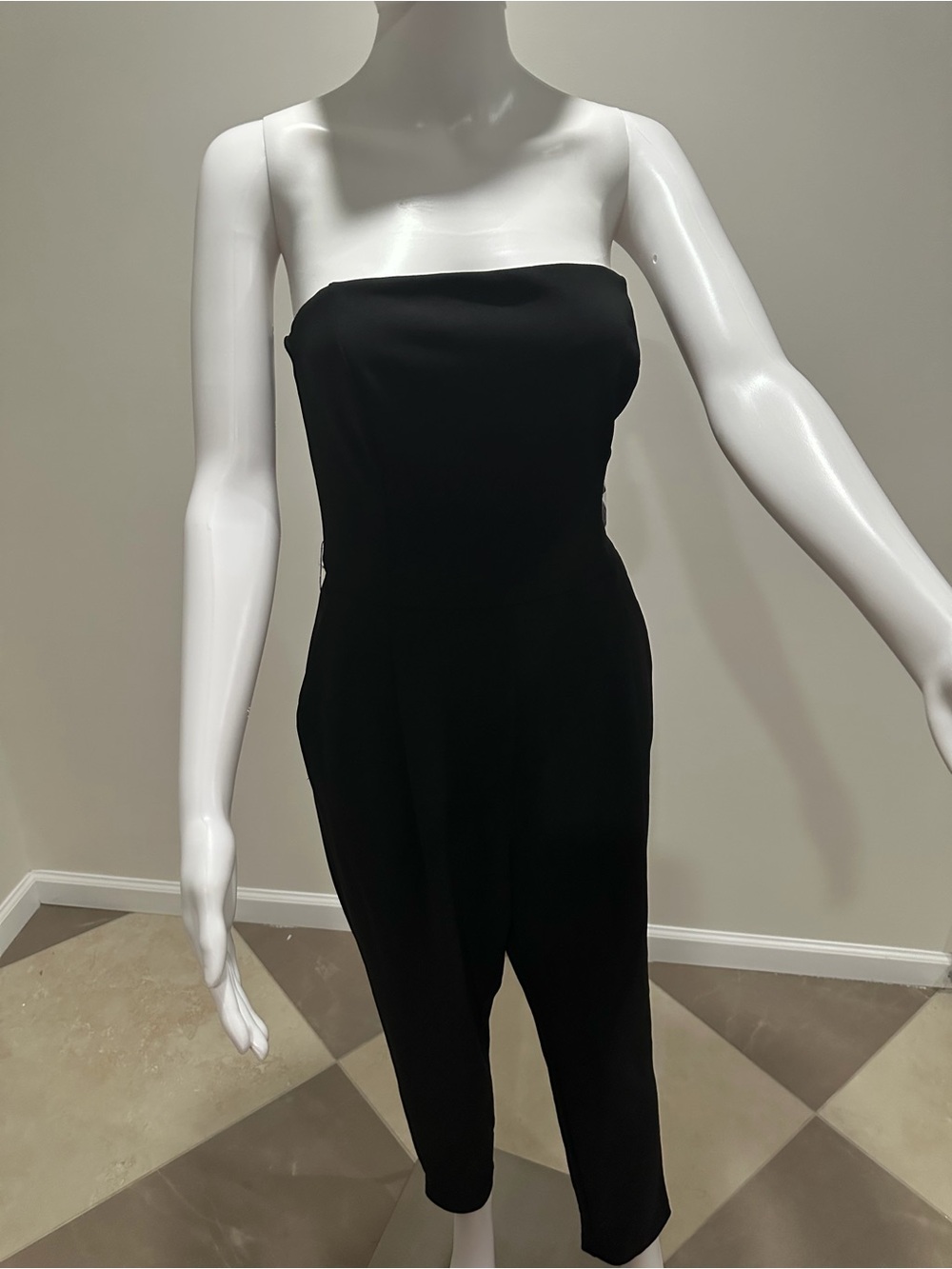 Christian Siriano Black Strapless Cropped Jumpsuit